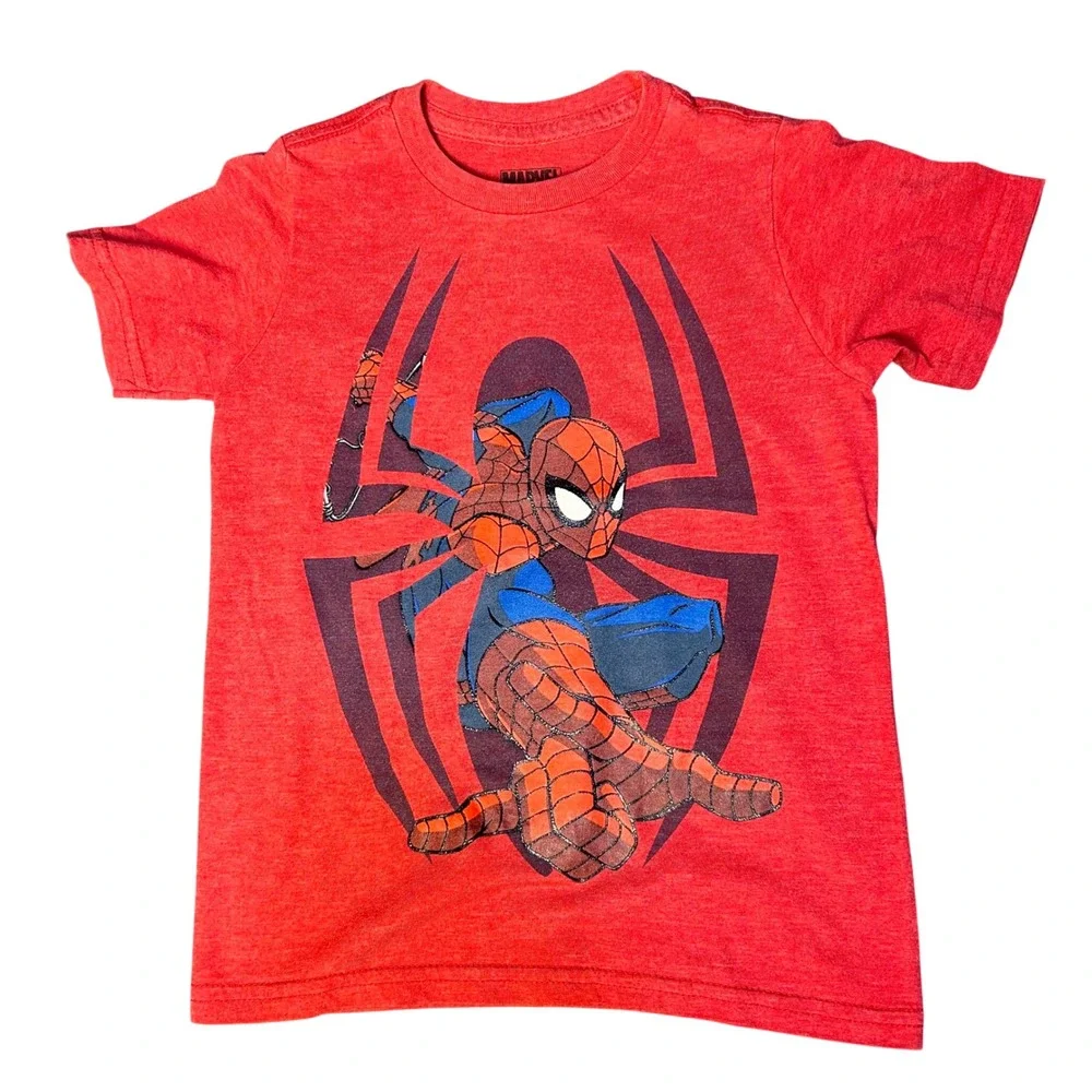 Marvel Spider-Man Kids Red Graphic T Shirt XS (4/5) Short Sleeve‎ Marvel